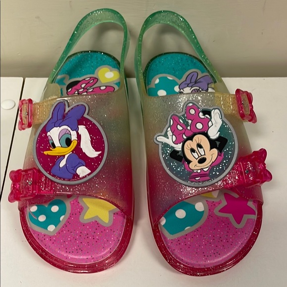 Disney Other - Disney Kids Glitter Sandals - Pink and Green